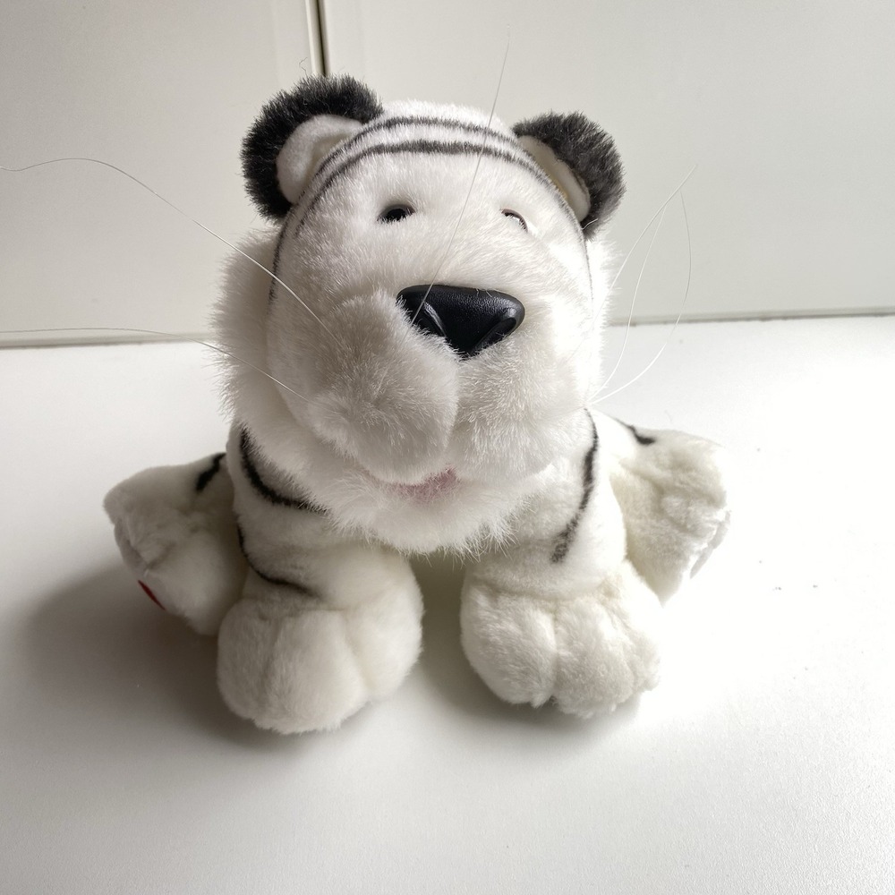Hallmark White Siberian Tiger Plush Valentine Bengal Red Heart Paws 11"